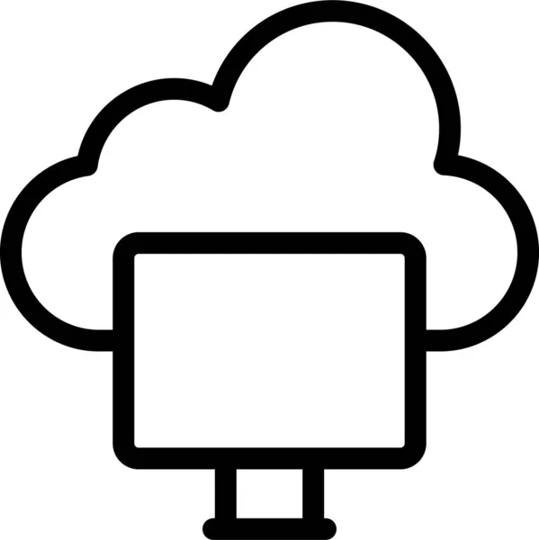 Хмарна Піктограма Lcd Монітора Стилі Контурів — стоковий вектор