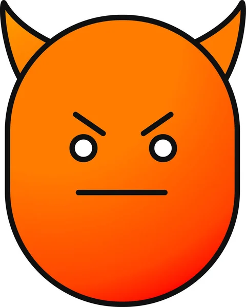 Arrabbiato Diavolo Emoji Icona Pieno Stile Contorno — Vettoriale Stock