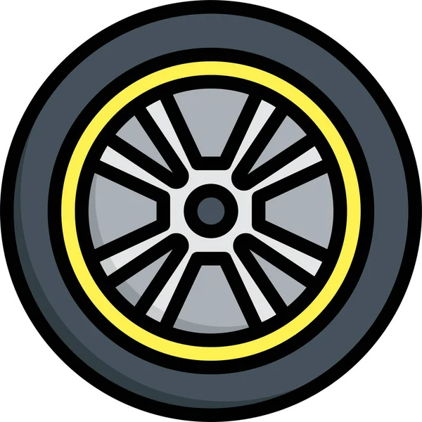 Icono Transporte Neumáticos Rueda Estilo Contorno Rellenado — Vector de stock