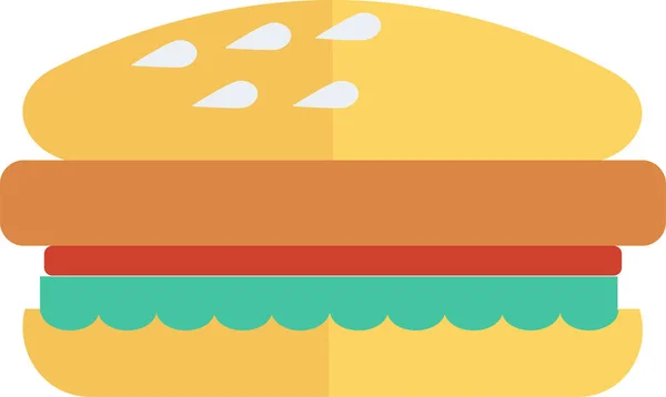 Ikon Burger Keju Lezat Dalam Gaya Datar - Stok Vektor