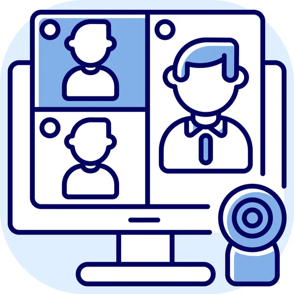 Online Vergadering Conferentie Chat Pictogram — Stockvector