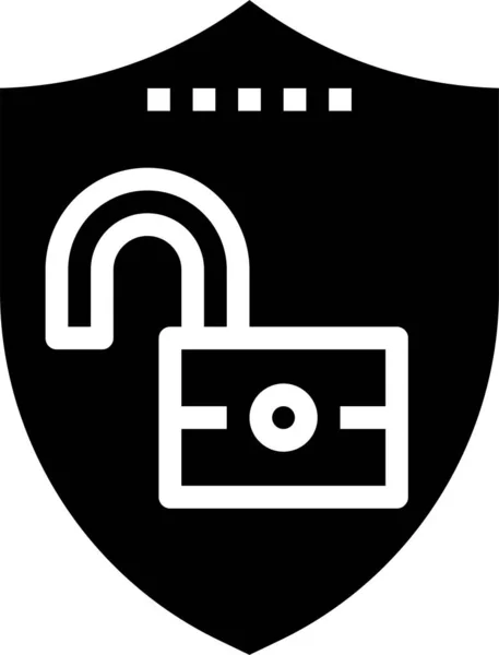 Open Padlock Secure Icon Solid Style — Wektor stockowy