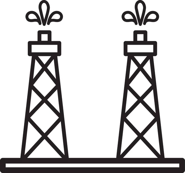 Icono Plataforma Gas Derrick Estilo Esquema — Vector de stock