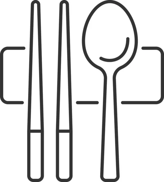 Τραπέζι Chopsticks Κορεάτικο Εικονίδιο Στυλ Περίγραμμα — Διανυσματικό Αρχείο
