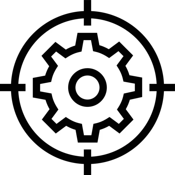 Aim Bullseye Gear Icon Outline Style — 图库矢量图片