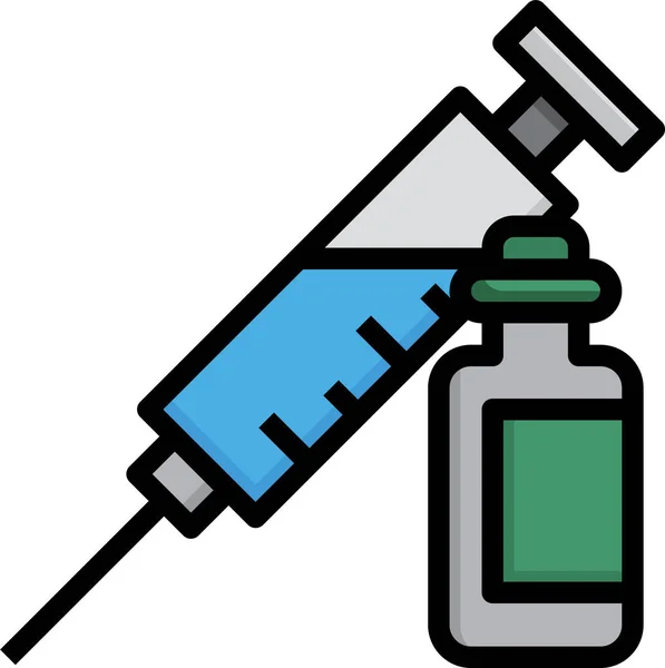 Icône Des Vaccins Seringue Vaccin Dans Style Contour Rempli — Image vectorielle
