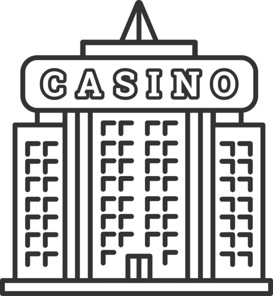 Budowanie Ikony Hazardu Kasynie Stylu Zarys — Wektor stockowy
