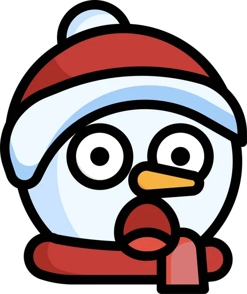 Snowman Surprised Smileys Icon Christmas Category — Stock Vector