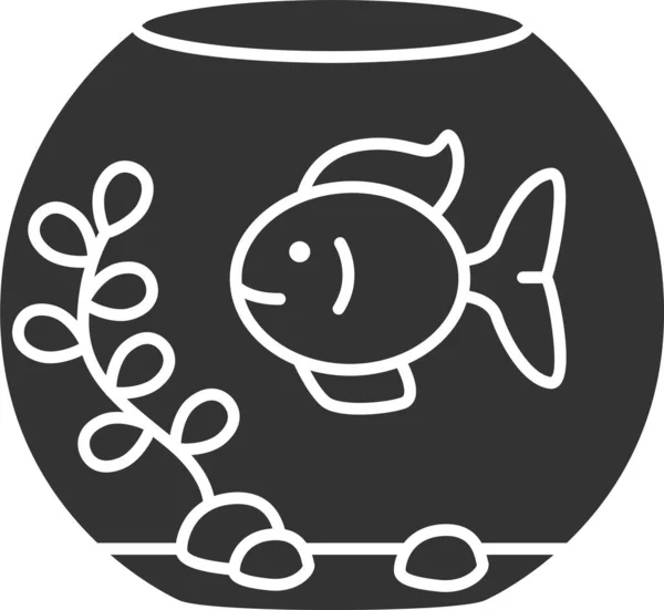 Djur Akvarium Fisk Ikon Fast Stil — Stock vektor