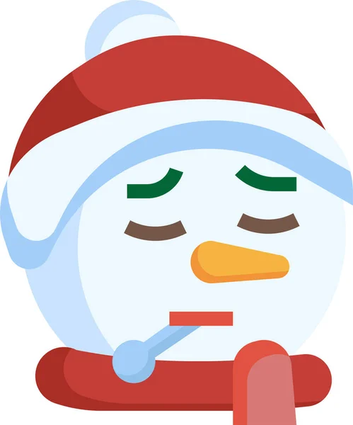 Sneeuwpop Ziek Gezicht Icoon Kerst Categorie — Stockvector