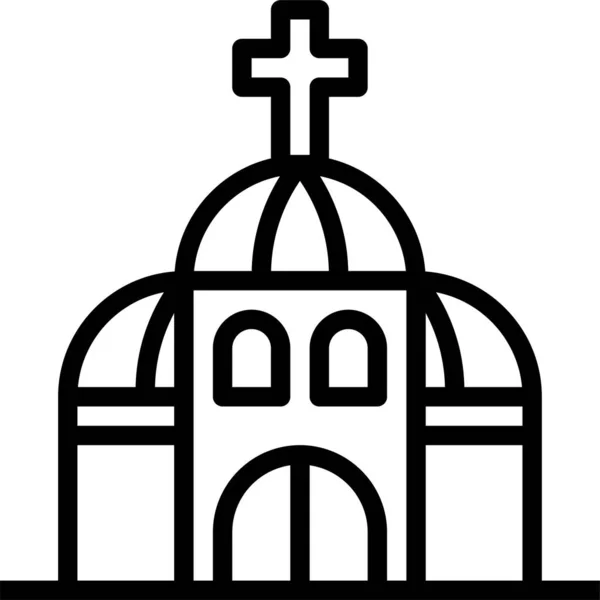 Building Buildings Catholic Icon Outline Style — Stock Vector