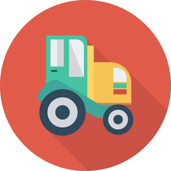 Auto Rural Tractor Icono Estilo Sombra Larga — Vector de stock