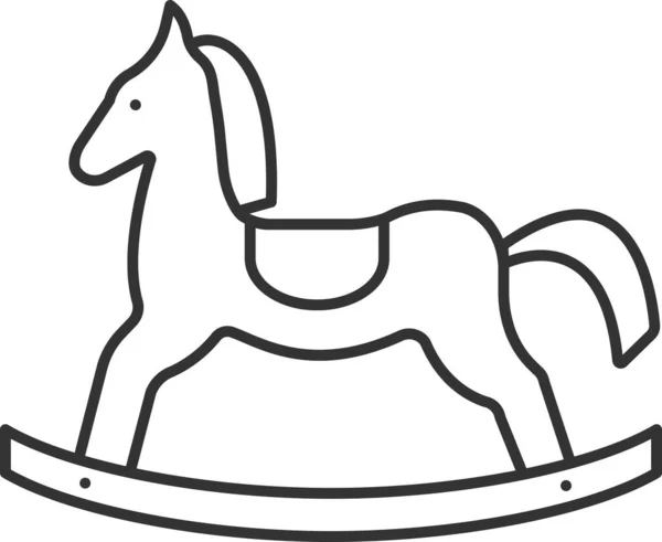 Niño Juego Icono Caballo Estilo Del Esquema — Vector de stock