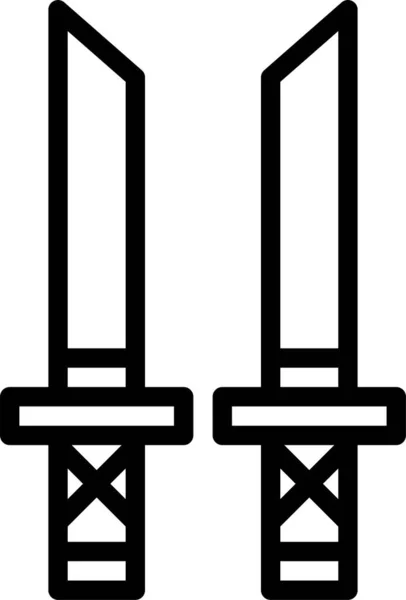 Японская Икона Катаны Стиле Набросков — стоковый вектор