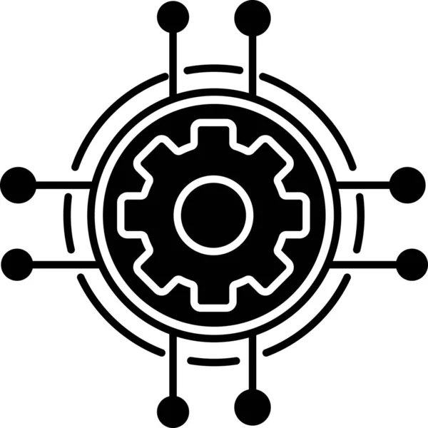 Cog Cogwheel Digital Icon Solid Style — 图库矢量图片