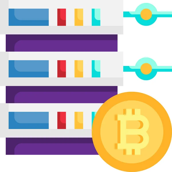 Ikona Kryptowaluta Serwera Bitcoin — Wektor stockowy