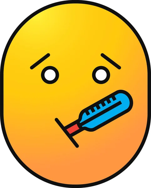 Emoticon Icona Febbre Emoji Stile Contorno Pieno — Vettoriale Stock