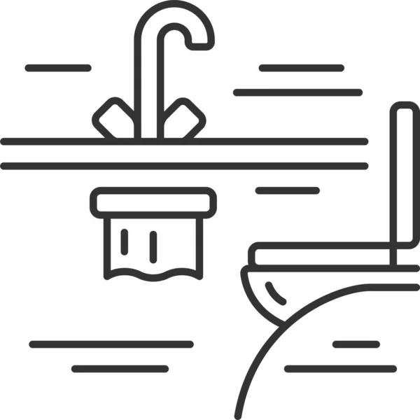 Airplane Aviation Bathroom Icon Outline Style — 图库矢量图片