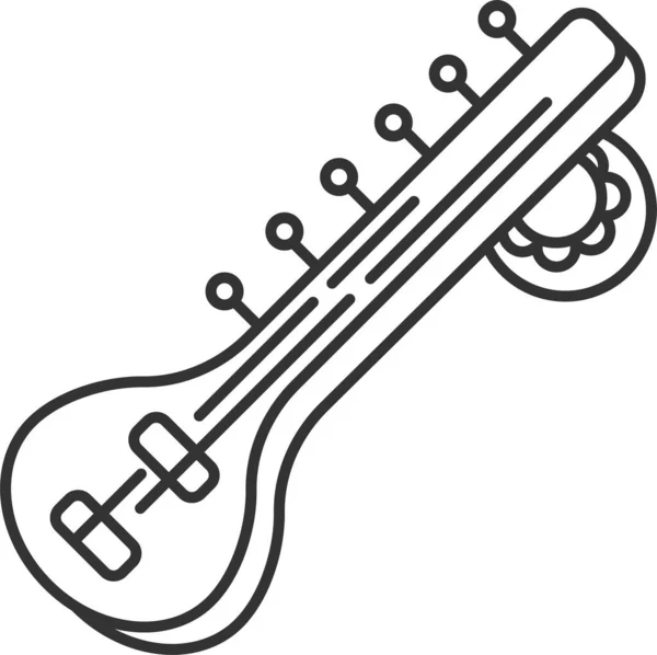 Ikone Der Sitar Gitarre — Stockvektor