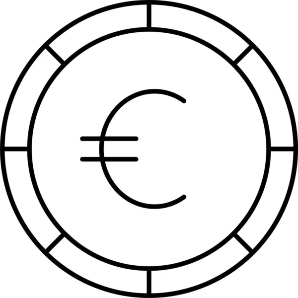 硬币货币欧元图标 轮廓样式 — 图库矢量图片