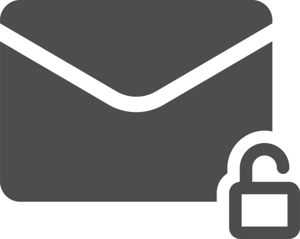 Email Mail Icône Non Chiffrée Dans Style Solide — Image vectorielle