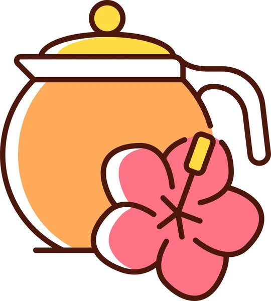 Teapot Hibiscus Tea Icon — 图库矢量图片