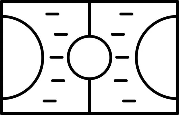 Voetbal Spel Grond Pictogram Omtrek Stijl — Stockvector