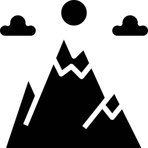 Bosque Paisaje Montaña Icono Estilo Sólido — Archivo Imágenes Vectoriales