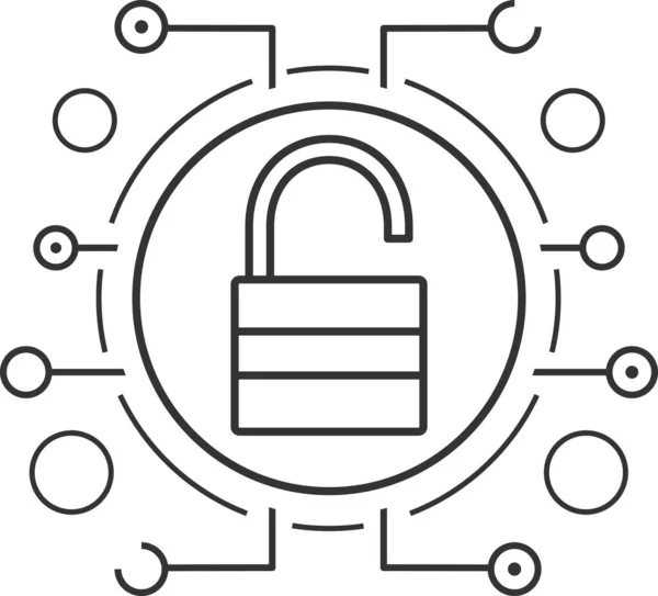 Cyber Security Padlock Password Icon Outline Style — Stock Vector