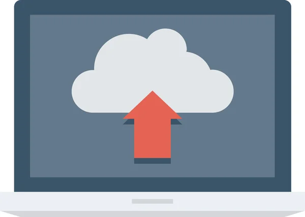 Cloud Daten Laptop Symbol Flachen Stil — Stockvektor