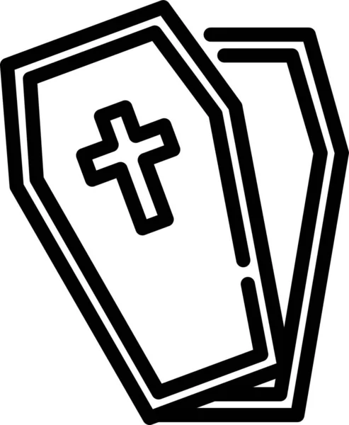 Значок Труни Поховання Контурному Стилі — стоковий вектор
