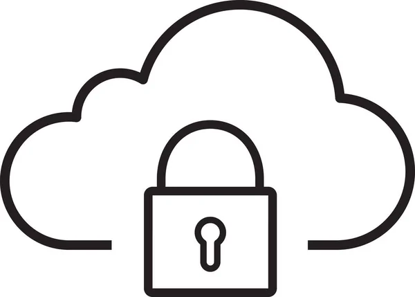 Cloud Computing Cloud Storage Lock Symbol Umrissstil — Stockvektor