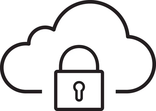 Cloud Computing Icono Bloqueo Almacenamiento Nube Estilo Esquema — Archivo Imágenes Vectoriales