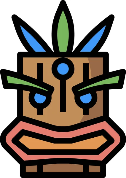 Икона Памятников Культуры Гавайи Стиле Заполненного Контура — стоковый вектор