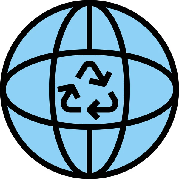 Globe Terrestre Icône Coeur Dans Style Contour Rempli — Image vectorielle