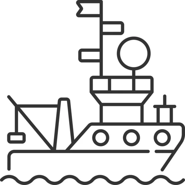 Boot Schip Marine Icoon Omtrek Stijl — Stockvector