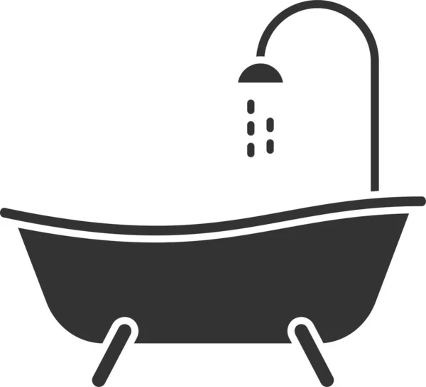 浴室浴缸图标造型坚实 — 图库矢量图片