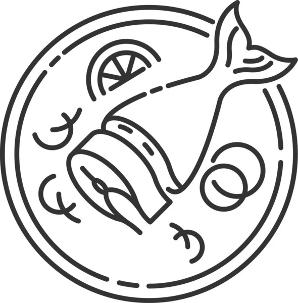 Ikona Łososia Plasterkach Owoców Morza — Wektor stockowy