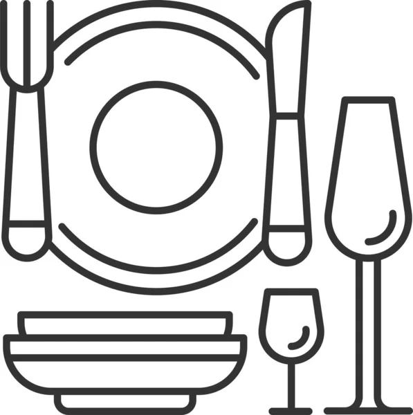 Icône Ustensile Cuisine Verre Vin Dans Style Contour — Image vectorielle