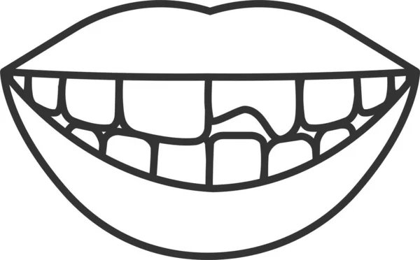 Gebroken Gechipte Mond Pictogram Omtrek Stijl — Stockvector