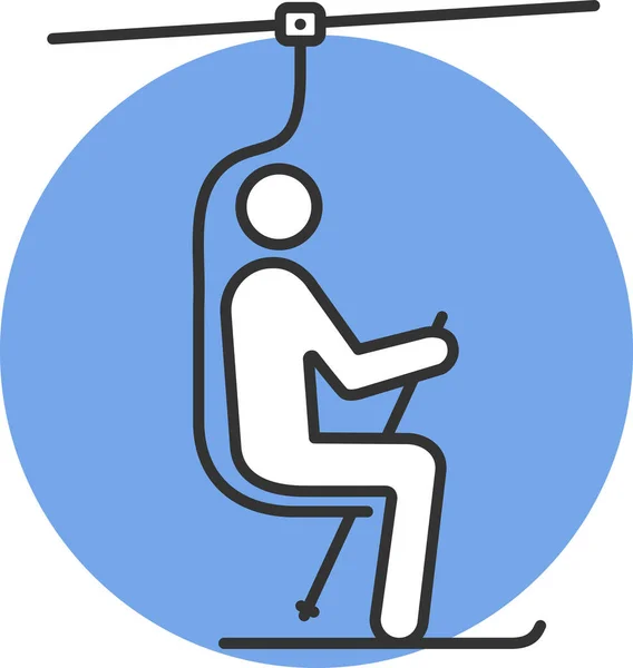 Ícone Elevador Cadeira Teleférico Estilo Esboço Preenchido — Vetor de Stock