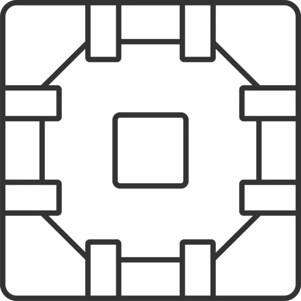 电子处理器微晶片技术图标的轮廓风格 — 图库矢量图片