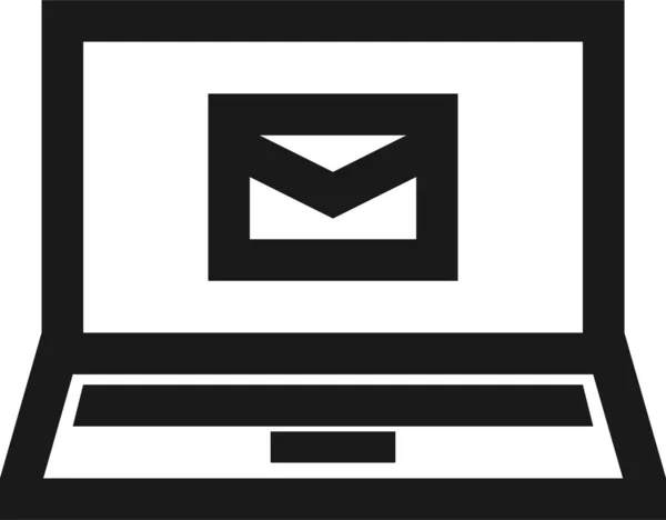 Ikona Mailu Komunikačního Počítače Pevném Stylu — Stockový vektor