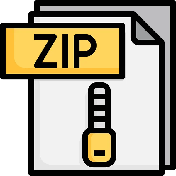 Zip Fil Mapp Ikon Ifylld Skissera Stil — Stock vektor