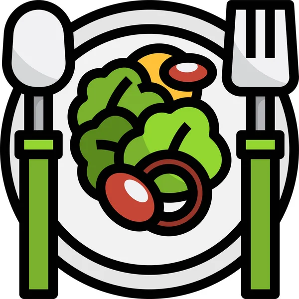Salada Alimentos Ícone Saudável — Vetor de Stock