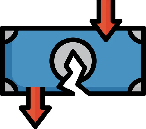 Quiebra Negocio Finanzas Icono Estilo Esquema Lleno — Vector de stock