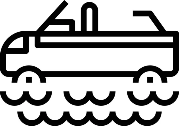 Amphibious Automobile Car Icon Outline Style — Stock Vector