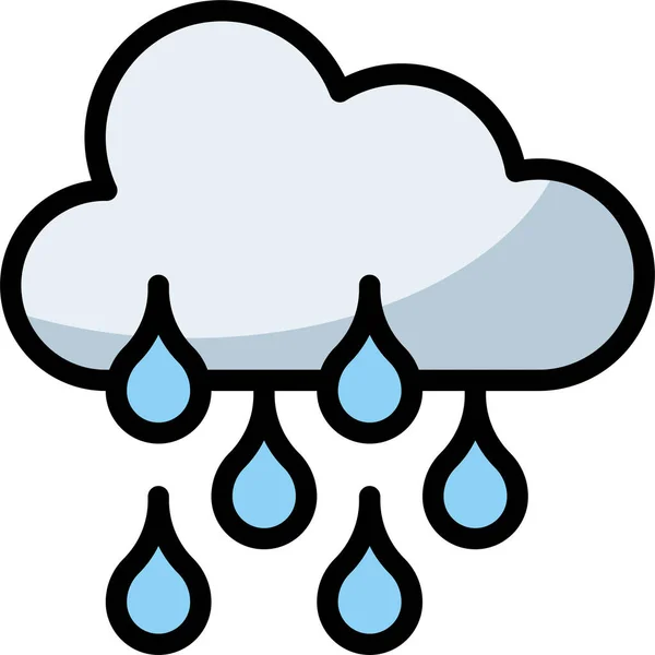 Meteorologia Pioggia Icona Piovosa Pieno Stile Contorno — Vettoriale Stock