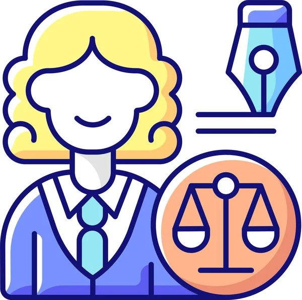 Abogado Justicia Juicio Icono — Vector de stock