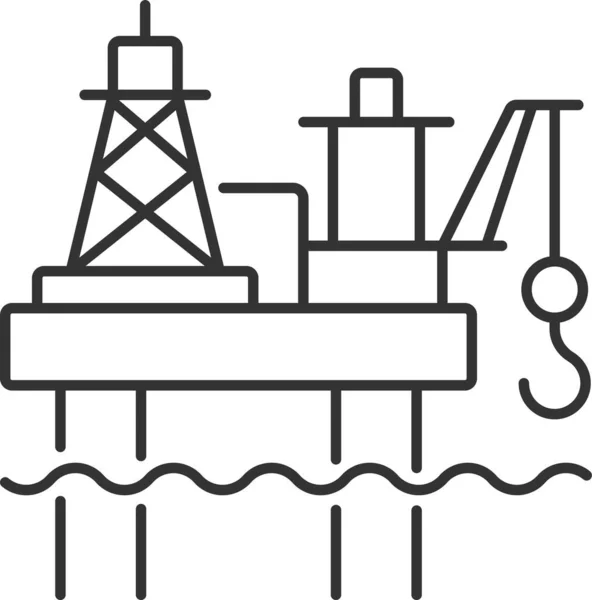 石油プラットフォーム 外形スタイルの深海掘削アイコン — ストックベクタ